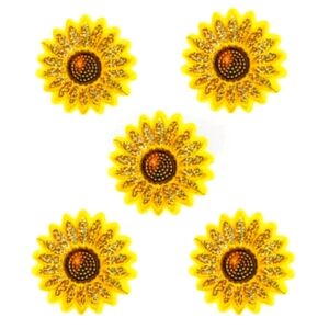 Set Of 5‎ Yellow Sunflower Embroidery Patches